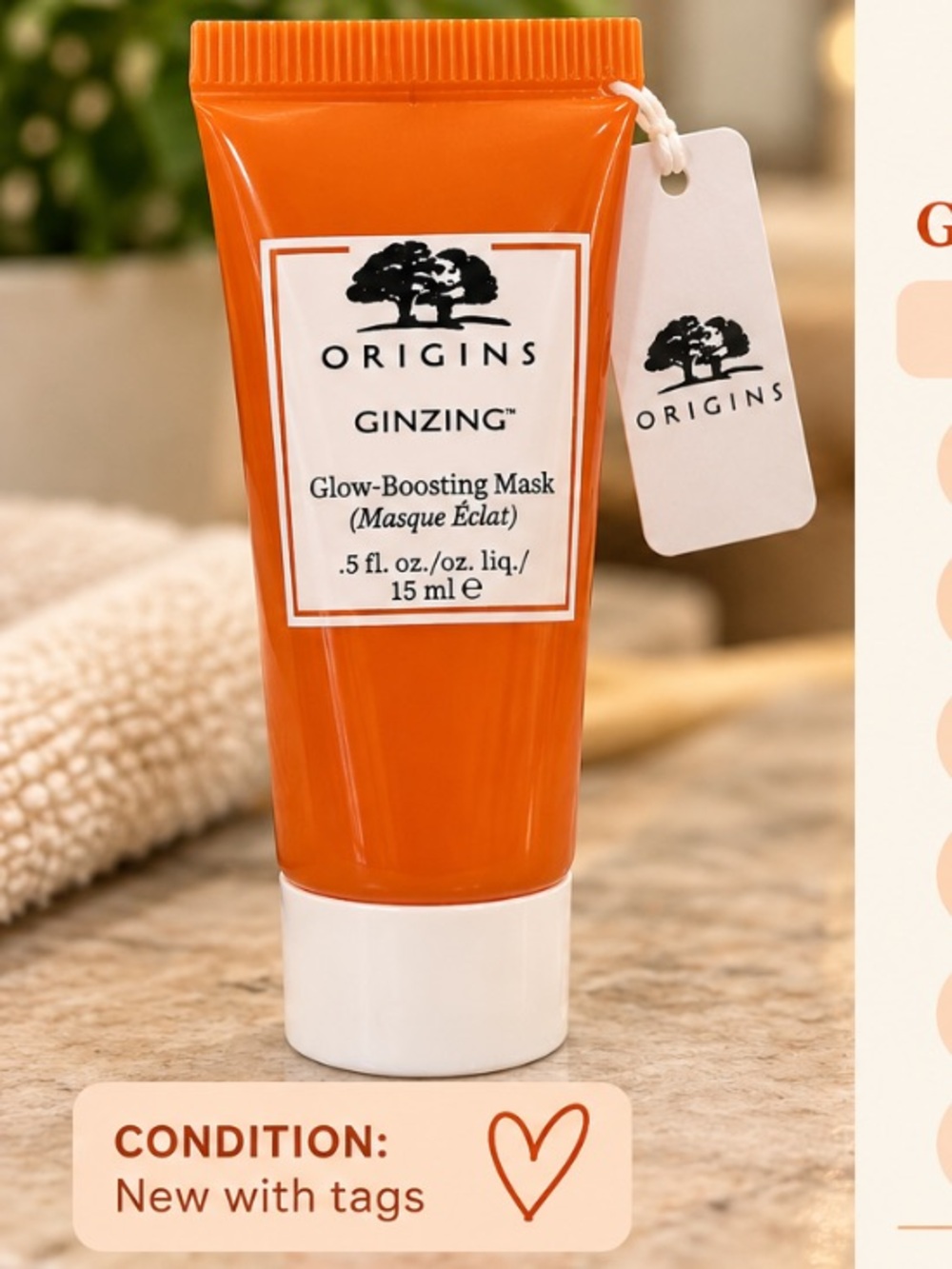Origins GinZing Glow-Boosting Face Mask 0.5 oz Travel Size New